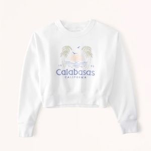 Abercrombie & Fitch Cropped Calabasas Sweatshirt White Size M